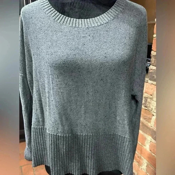 Lou&Grey women’s pullover cropped sweater Gray L lightweight boxy slouchy boho - Picture 1 of 7